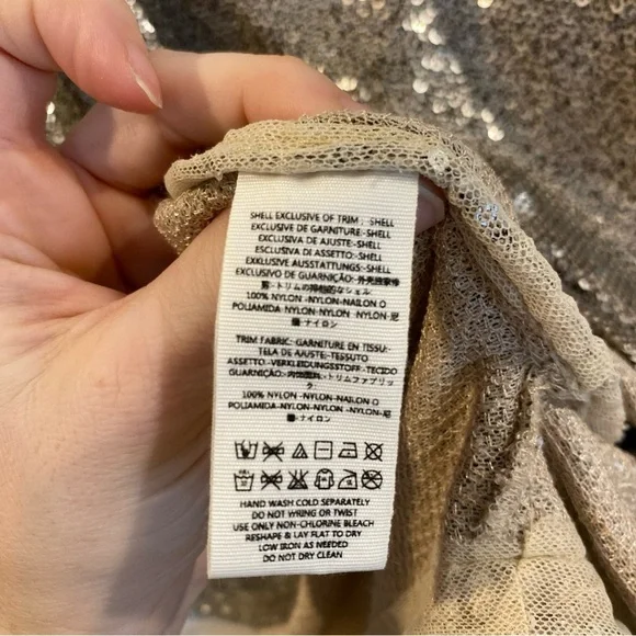 FREE PEOPLE Champagne Dreams Gold Sequined Oversized Cropped Top Size Small - Picture 4 of 5